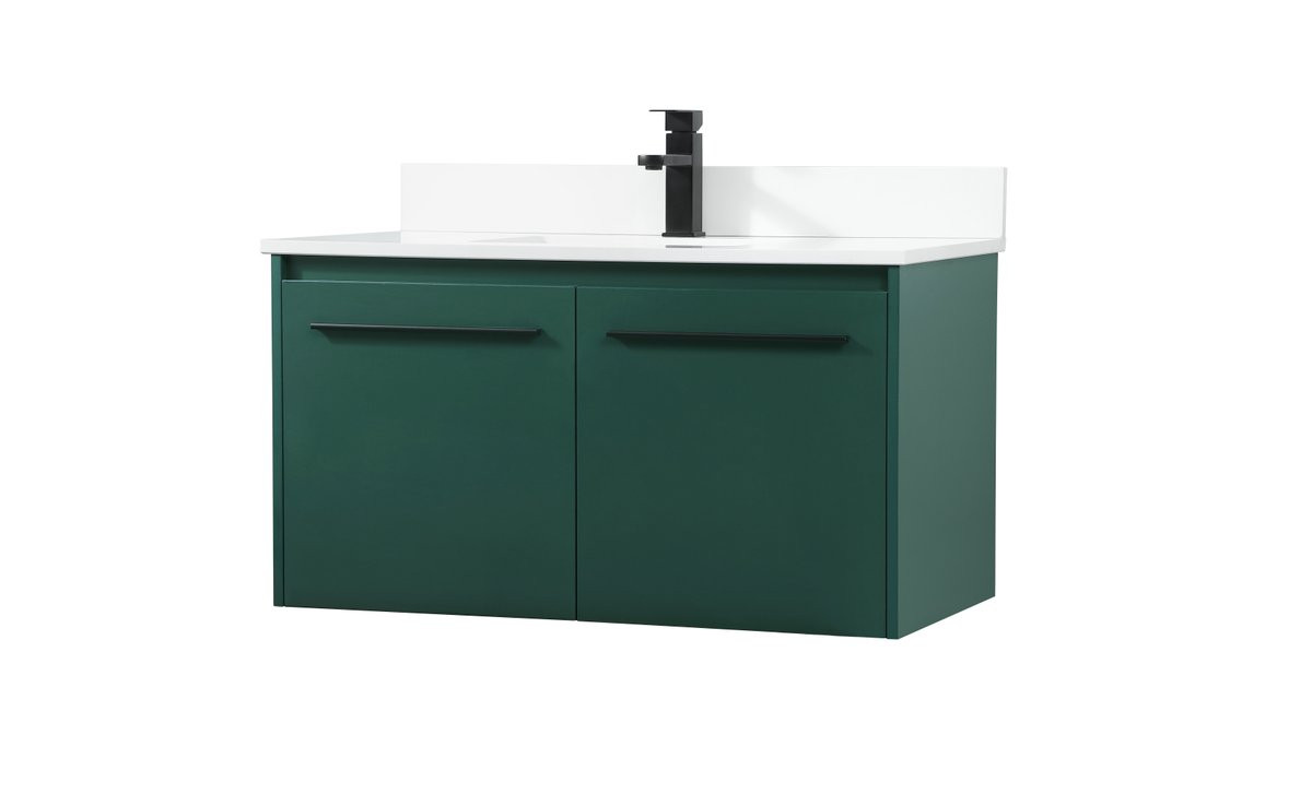 Elegant Decor VF44536MGN-BS 36 inch single bathroom vanity in green with backsplash