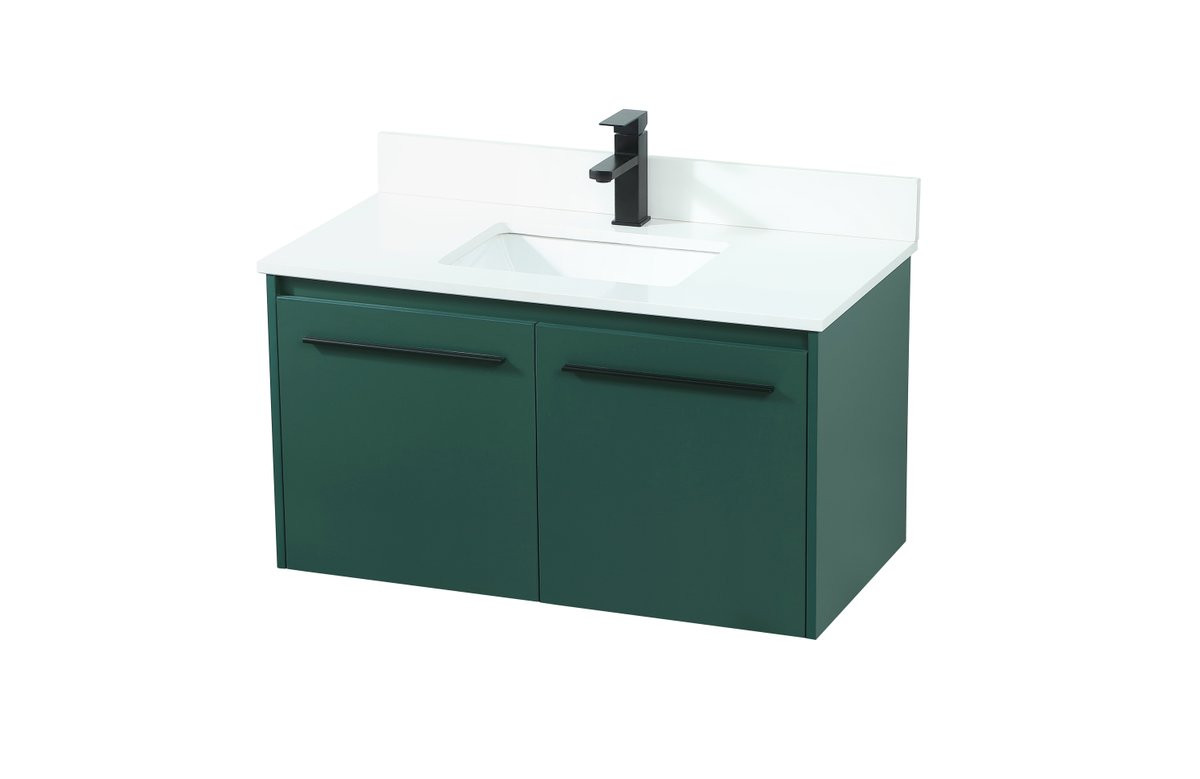 Elegant Decor VF44536MGN-BS 36 inch single bathroom vanity in green with backsplash