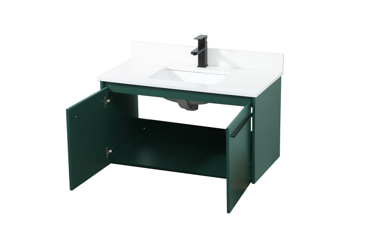 Elegant Decor VF44536MGN-BS 36 inch single bathroom vanity in green with backsplash