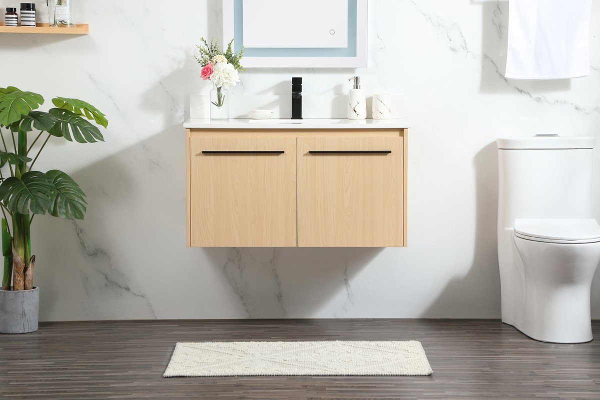 Elegant Decor VF44536MMP-BS 36 inch single bathroom vanity in maple with backsplash