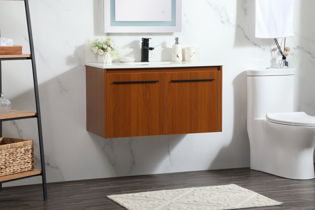 Elegant Decor VF44536MTK-BS 36 inch single bathroom vanity in teak with backsplash