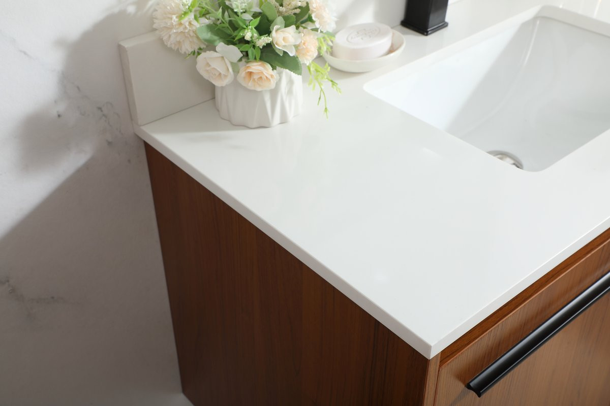 Elegant Decor VF44536MTK-BS 36 inch single bathroom vanity in teak with backsplash