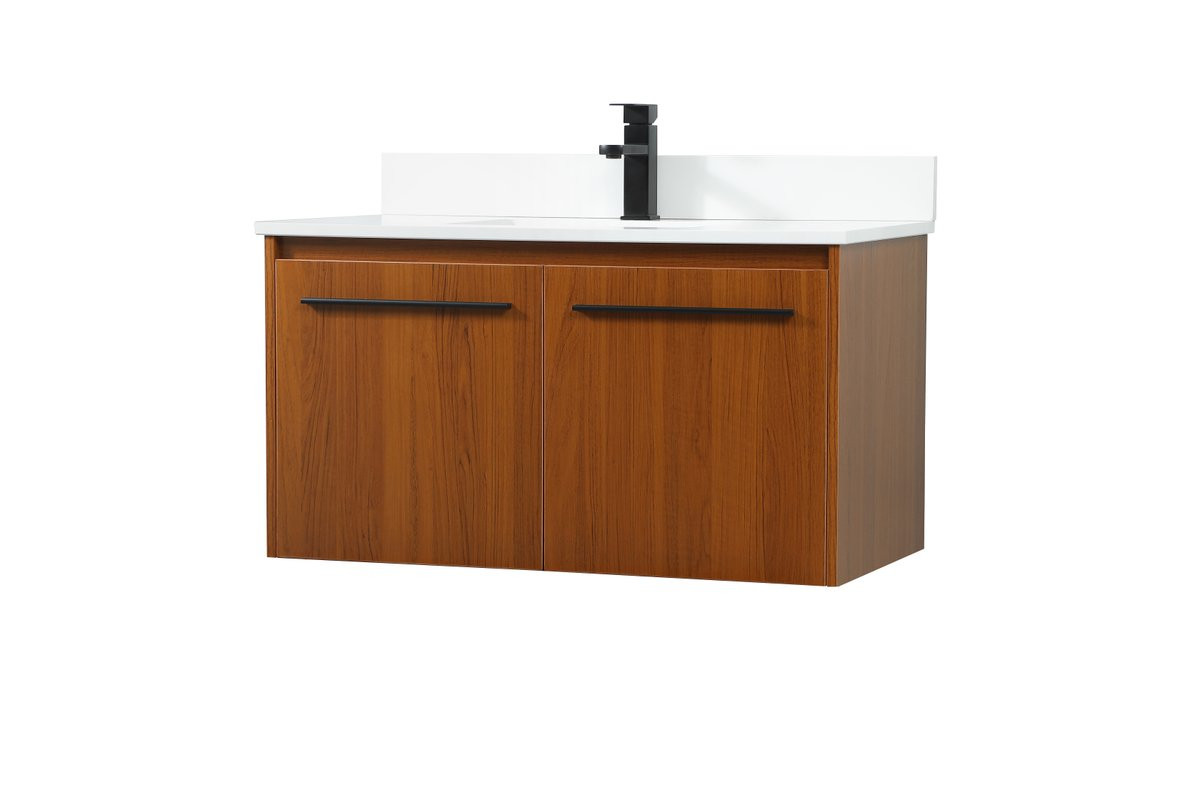 Elegant Decor VF44536MTK-BS 36 inch single bathroom vanity in teak with backsplash