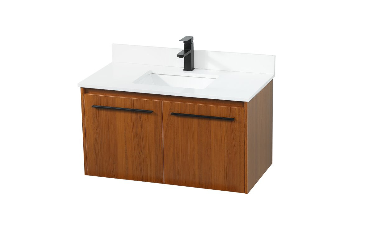 Elegant Decor VF44536MTK-BS 36 inch single bathroom vanity in teak with backsplash