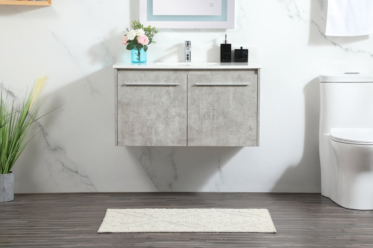 Elegant Decor VF44536MCG-BS 36 inch single bathroom vanity in concrete grey with backsplash