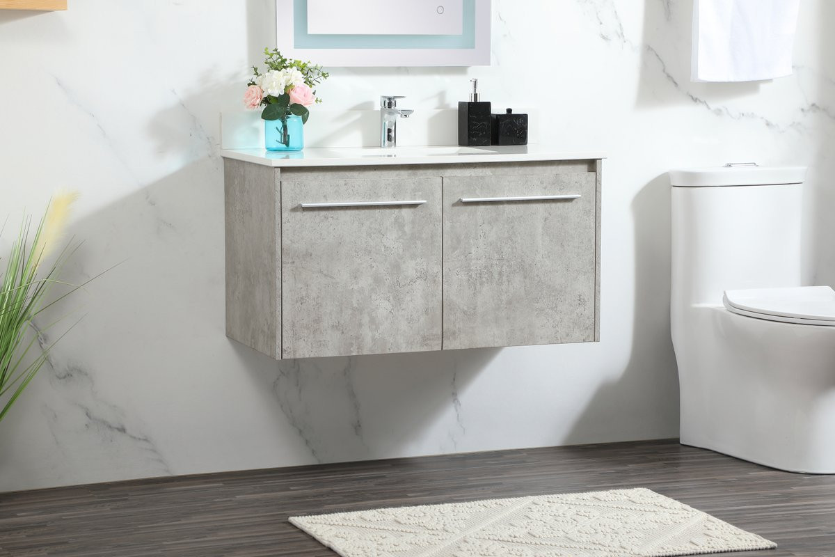 Elegant Decor VF44536MCG-BS 36 inch single bathroom vanity in concrete grey with backsplash