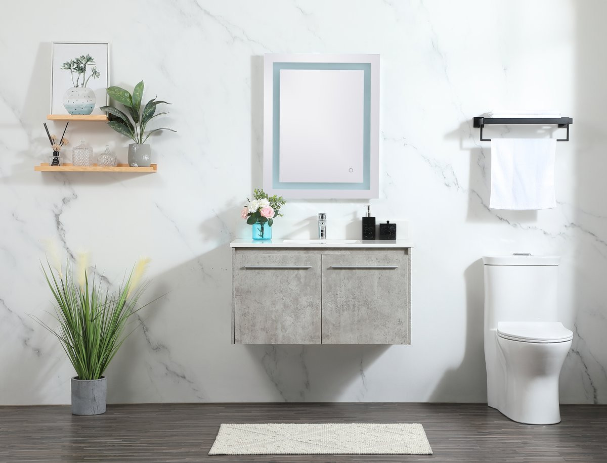 Elegant Decor VF44536MCG-BS 36 inch single bathroom vanity in concrete grey with backsplash