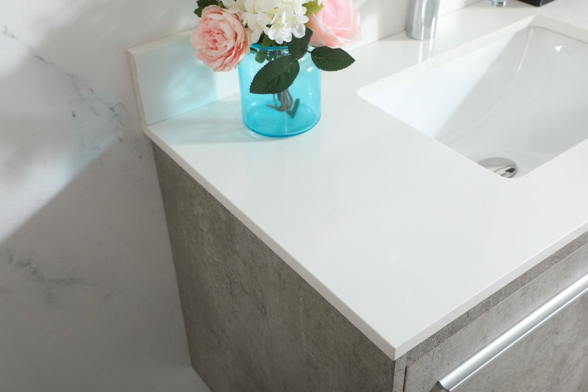 Elegant Decor VF44536MCG-BS 36 inch single bathroom vanity in concrete grey with backsplash
