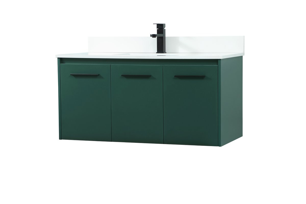 Elegant Decor VF44540MGN-BS 40 inch single bathroom vanity in green with backsplash