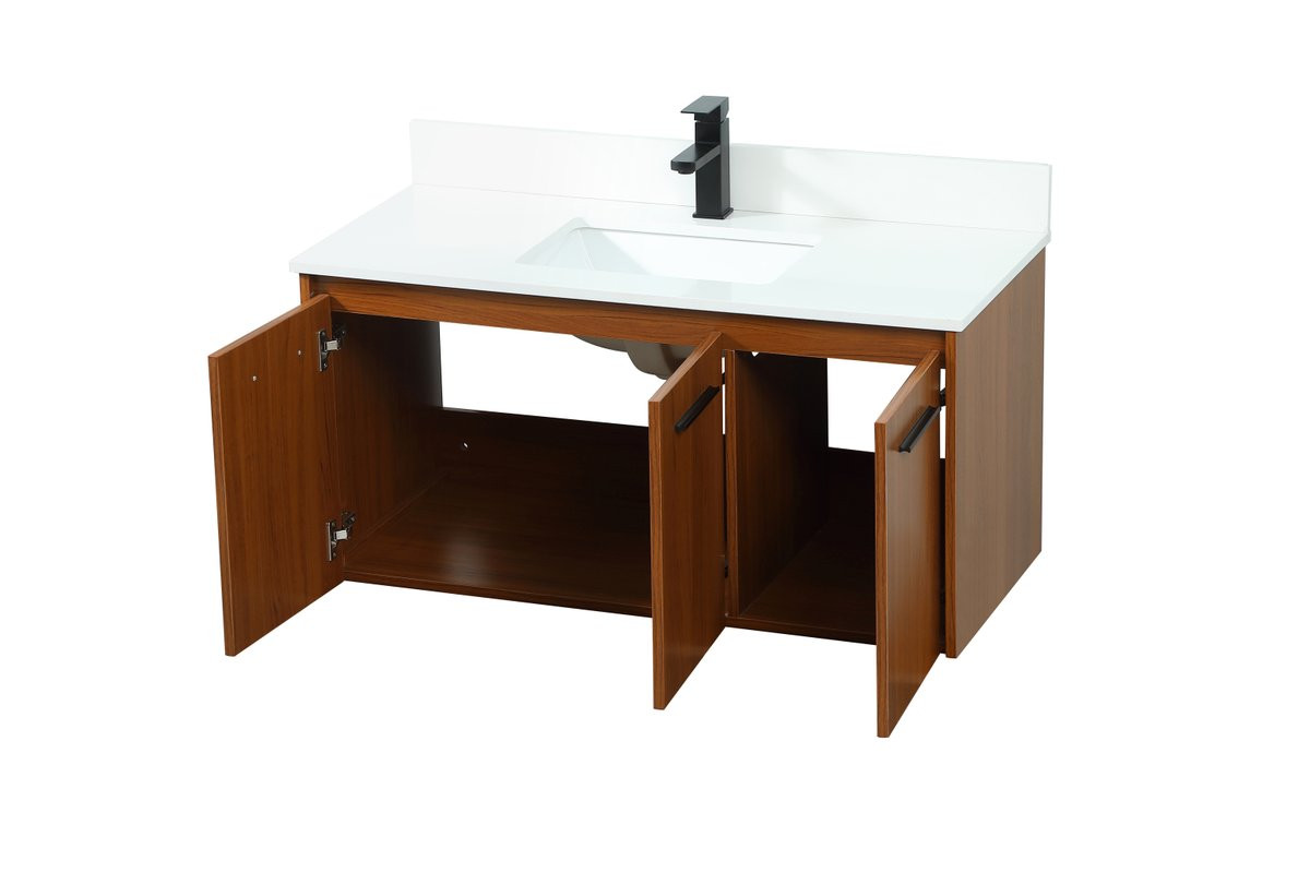 Elegant Decor VF44540MTK-BS 40 inch single bathroom vanity in teak with backsplash