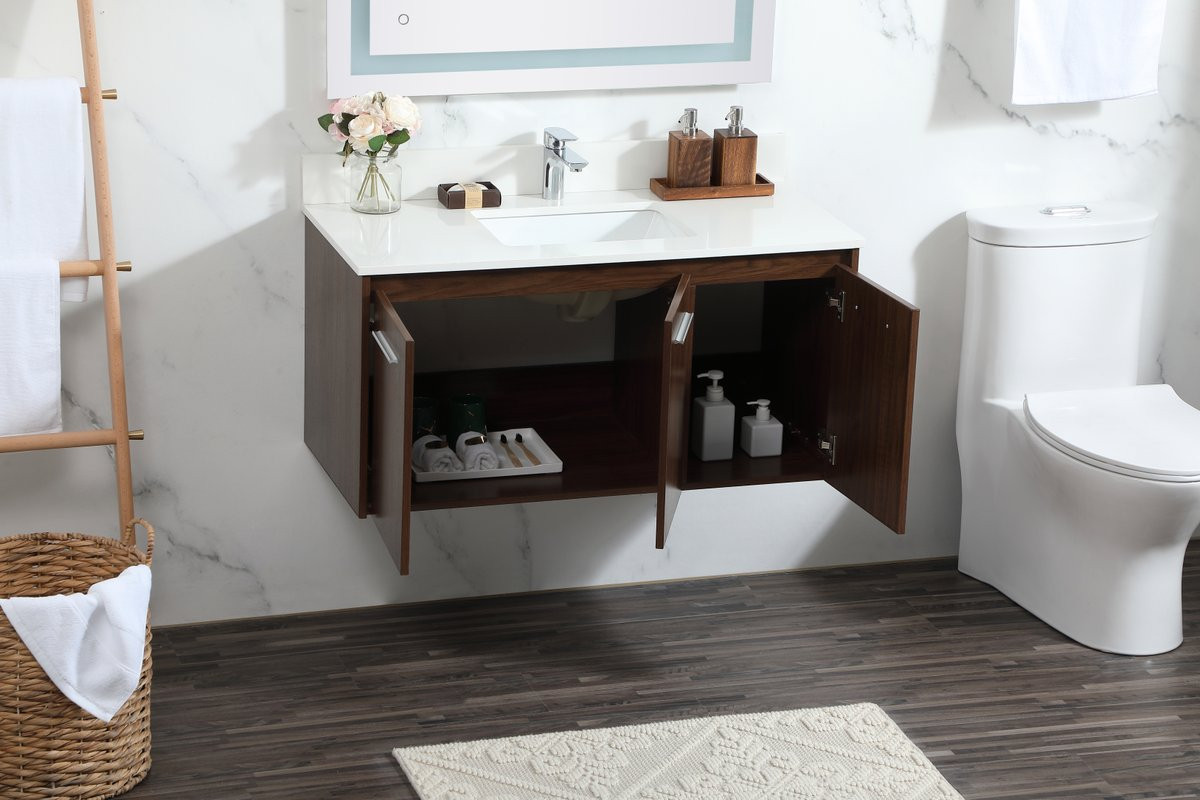 Elegant Decor VF44540MWT-BS 40 inch single bathroom vanity in walnut with backsplash