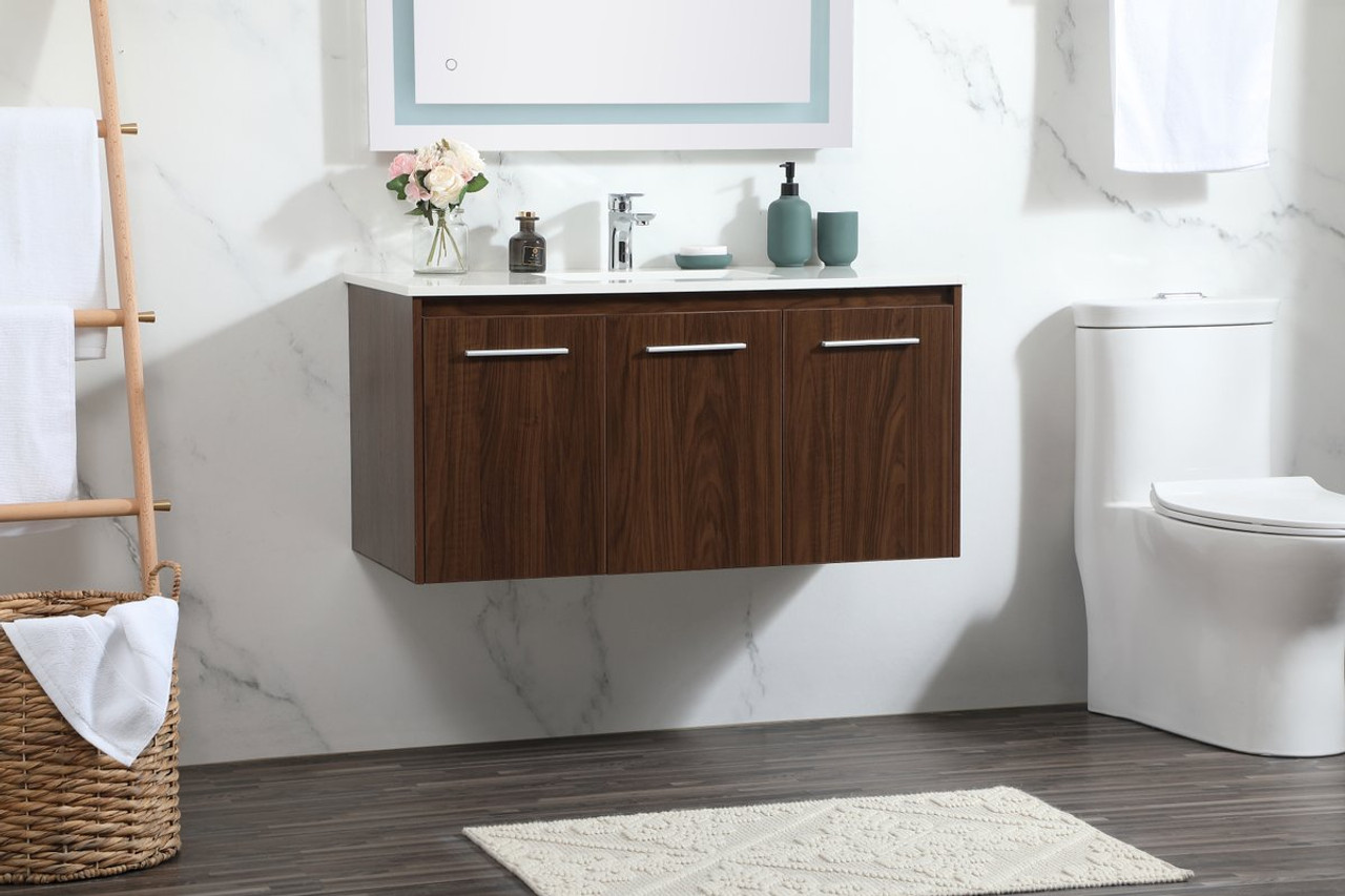 Elegant Decor VF44540MWT 40 inch single bathroom vanity in walnut Elegant Decor VF44540MWT 40 inch single bathroom vanity in walnut