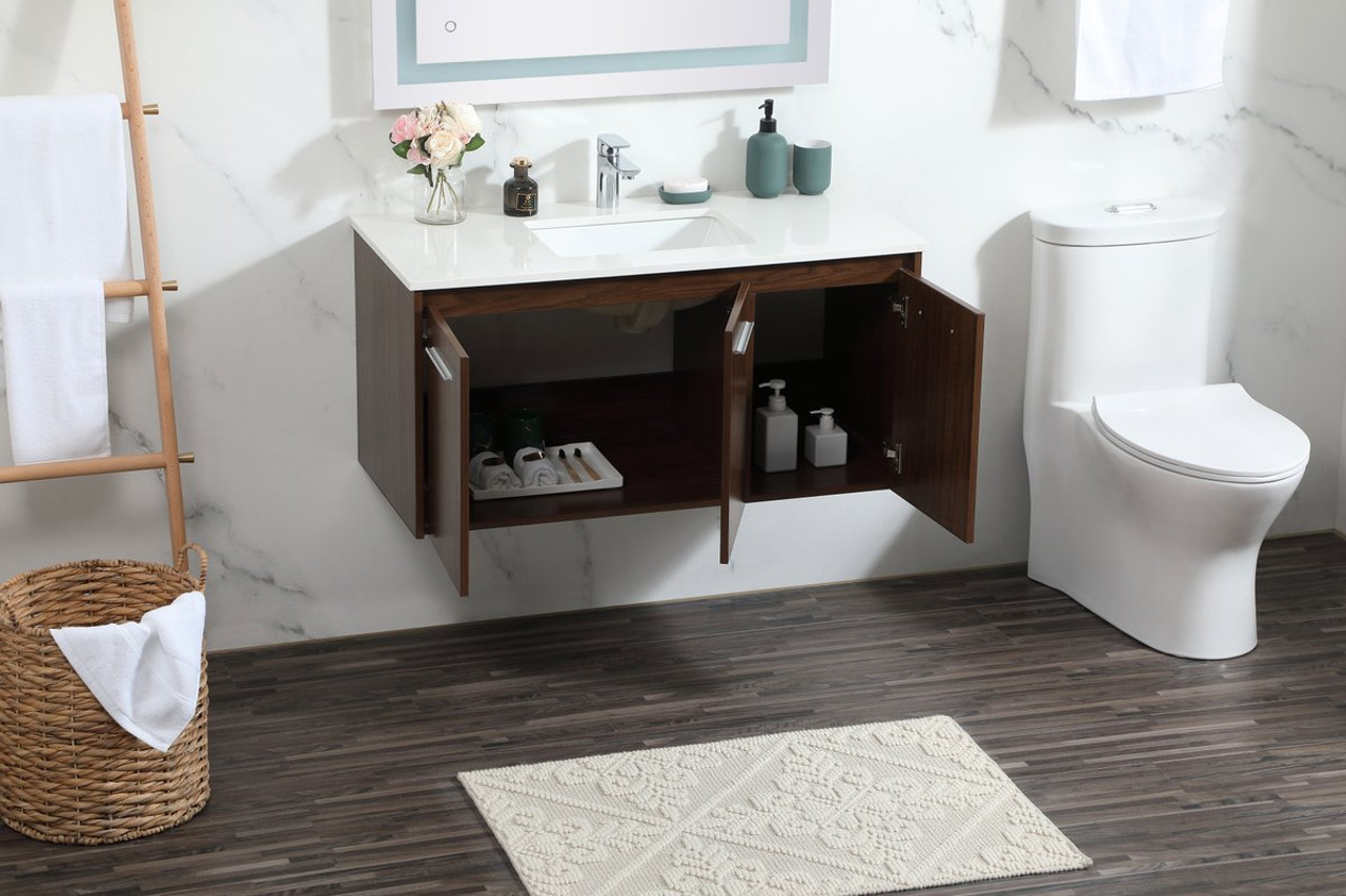 Elegant Decor VF44540MWT 40 inch single bathroom vanity in walnut Elegant Decor VF44540MWT 40 inch single bathroom vanity in walnut