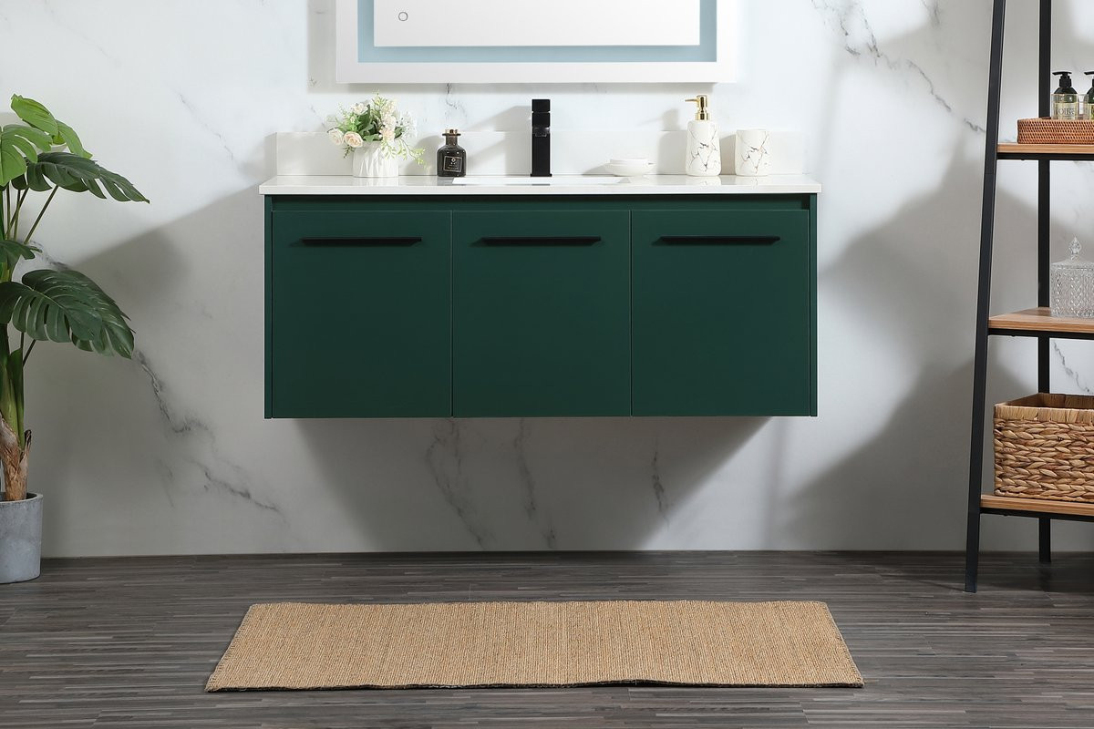 Elegant Decor VF44548MGN-BS 48 inch single bathroom vanity in green with backsplash