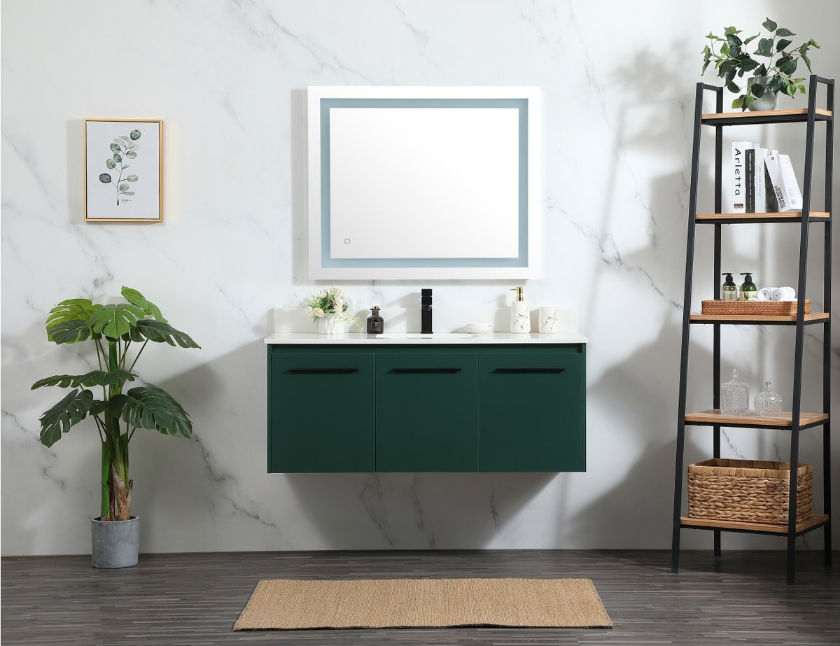 Elegant Decor VF44548MGN-BS 48 inch single bathroom vanity in green with backsplash
