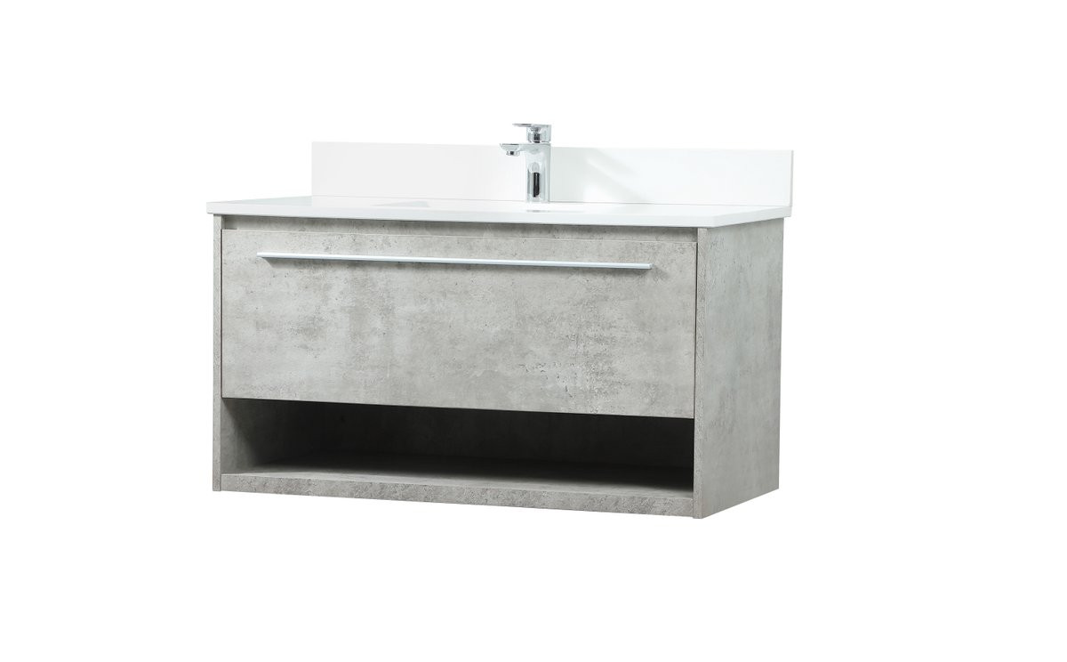 Elegant Decor VF43536MCG-BS 36 inch single bathroom vanity in concrete grey with backsplash