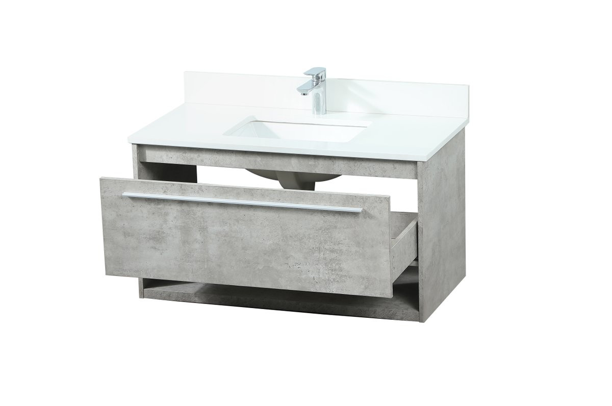 Elegant Decor VF43536MCG-BS 36 inch single bathroom vanity in concrete grey with backsplash