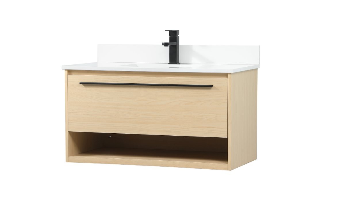 Elegant Decor VF43536MMP-BS 36 inch single bathroom vanity in maple with backsplash