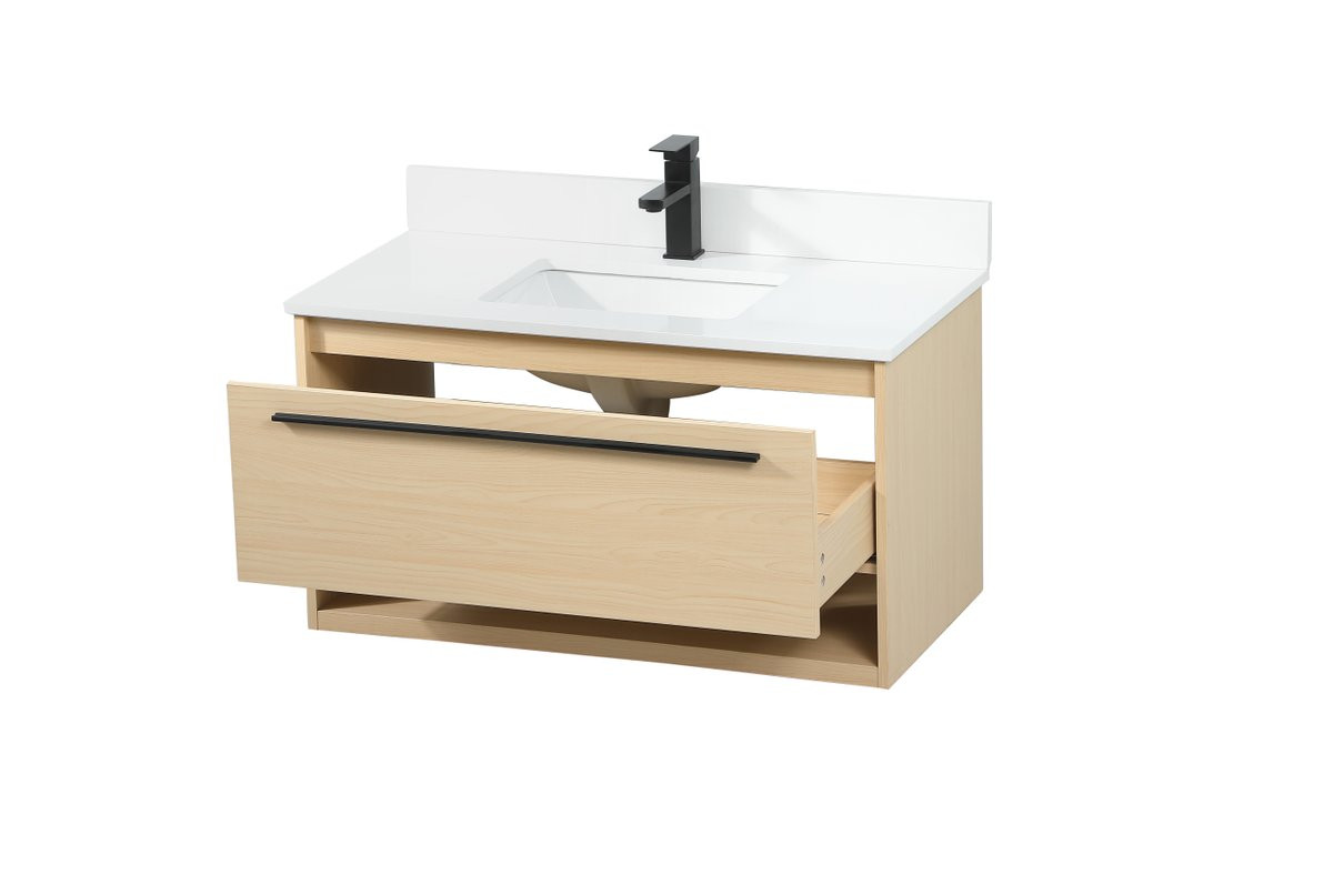 Elegant Decor VF43536MMP-BS 36 inch single bathroom vanity in maple with backsplash