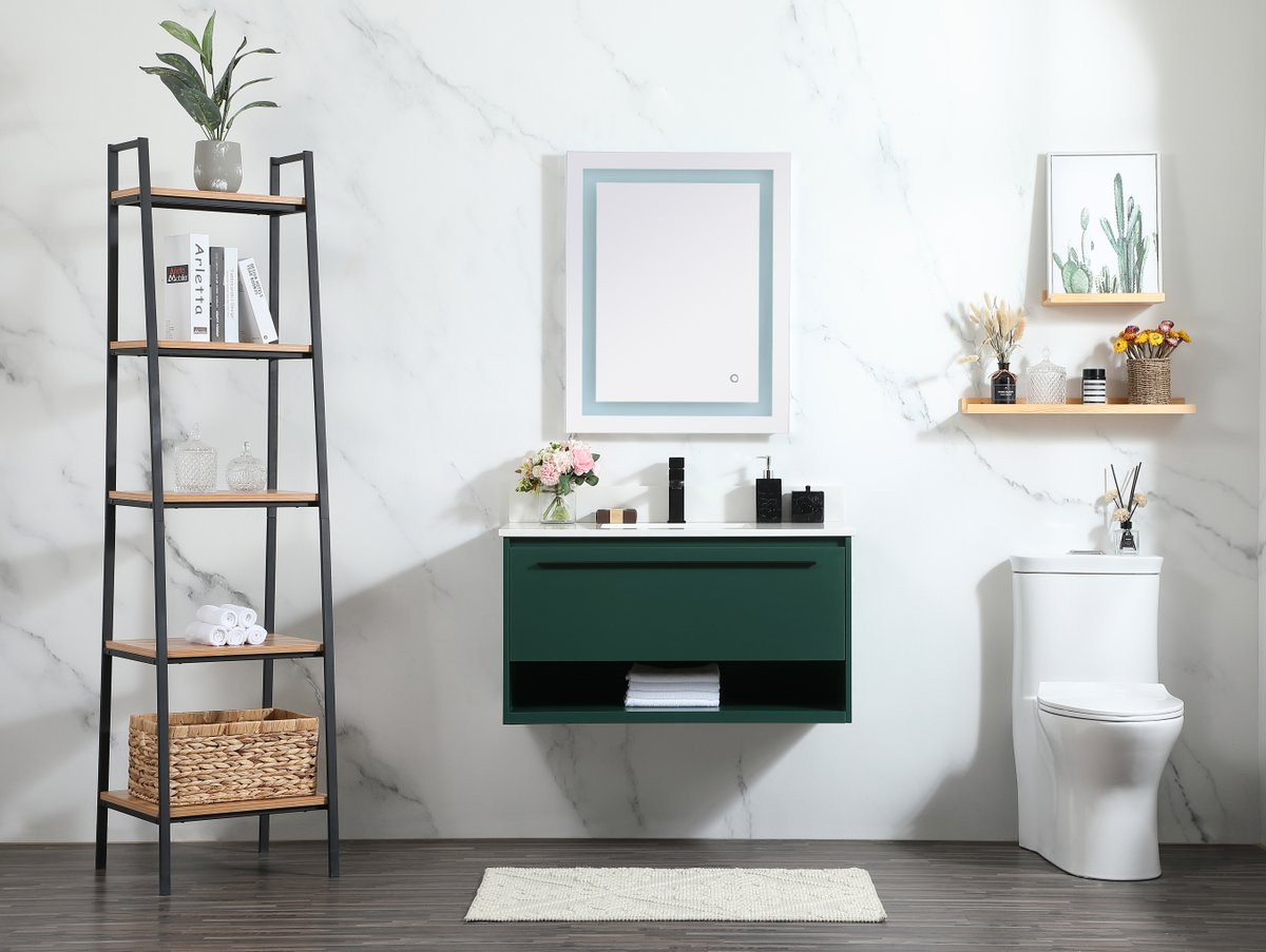 Elegant Decor VF43536MGN-BS 36 inch single bathroom vanity in green with backsplash