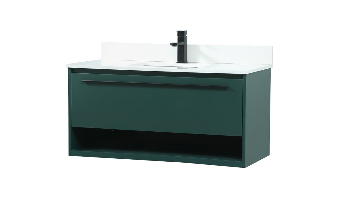 Elegant Decor VF43540MGN-BS 40 inch single bathroom vanity in green with backsplash