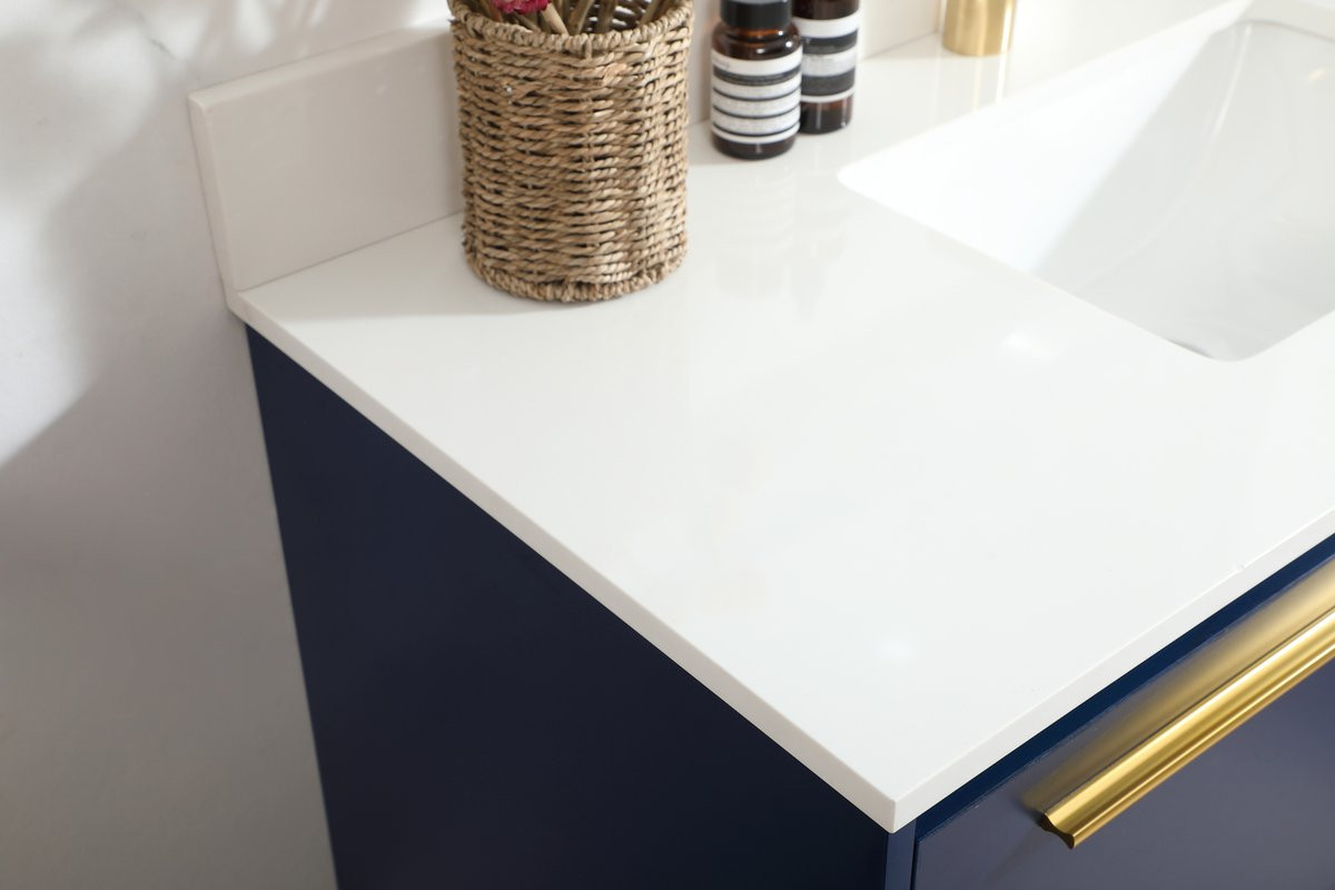 Elegant Decor VF43540MBL-BS 40 inch single bathroom vanity in blue with backsplash