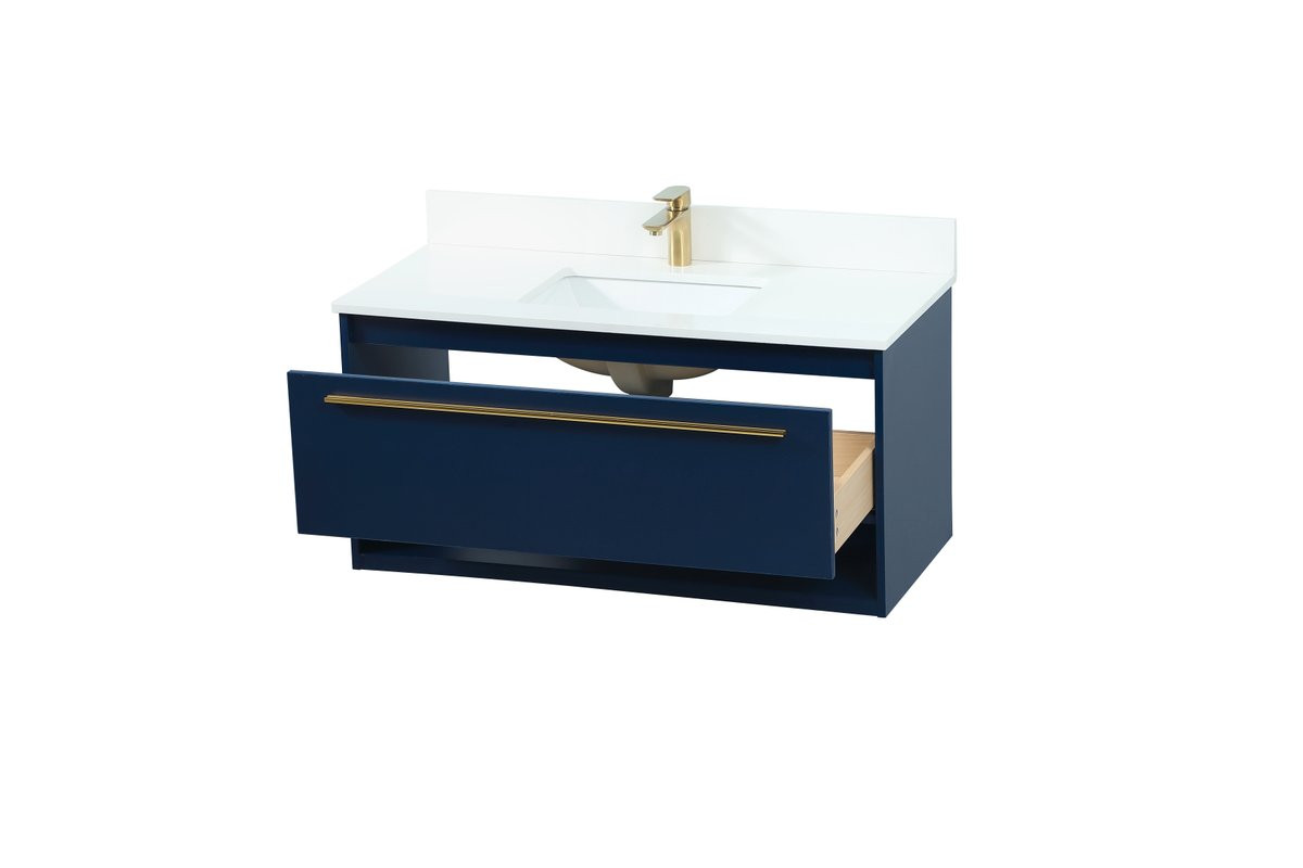Elegant Decor VF43540MBL-BS 40 inch single bathroom vanity in blue with backsplash