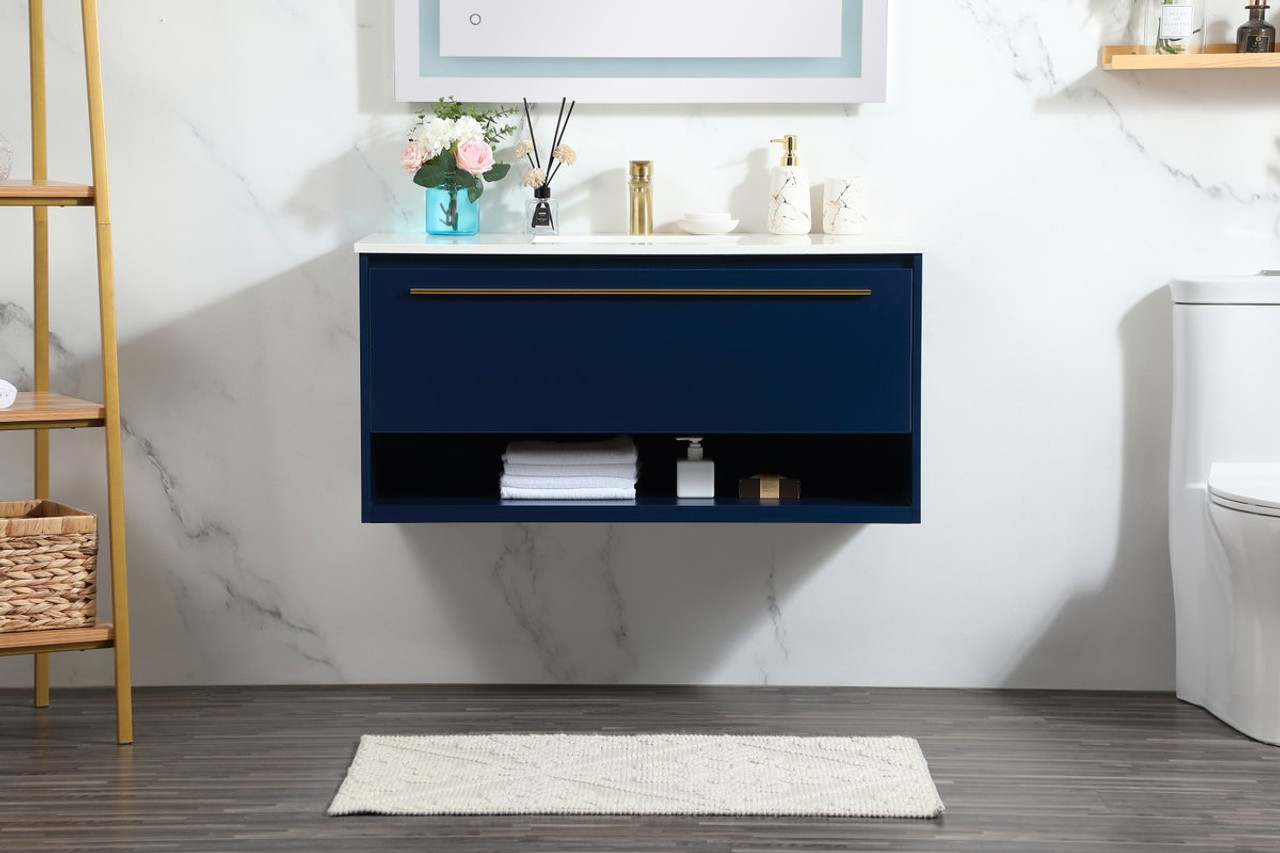 Elegant Decor VF43540MBL 40 inch single bathroom vanity in blue