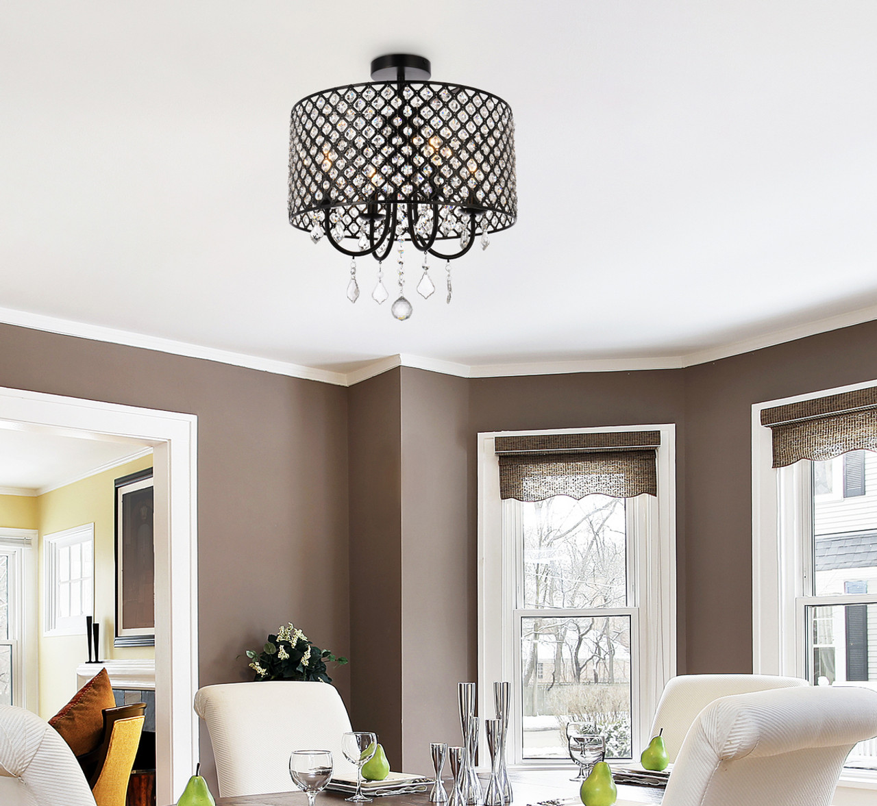 Living District LD710F17BK Elise 17 inch flush mount in black