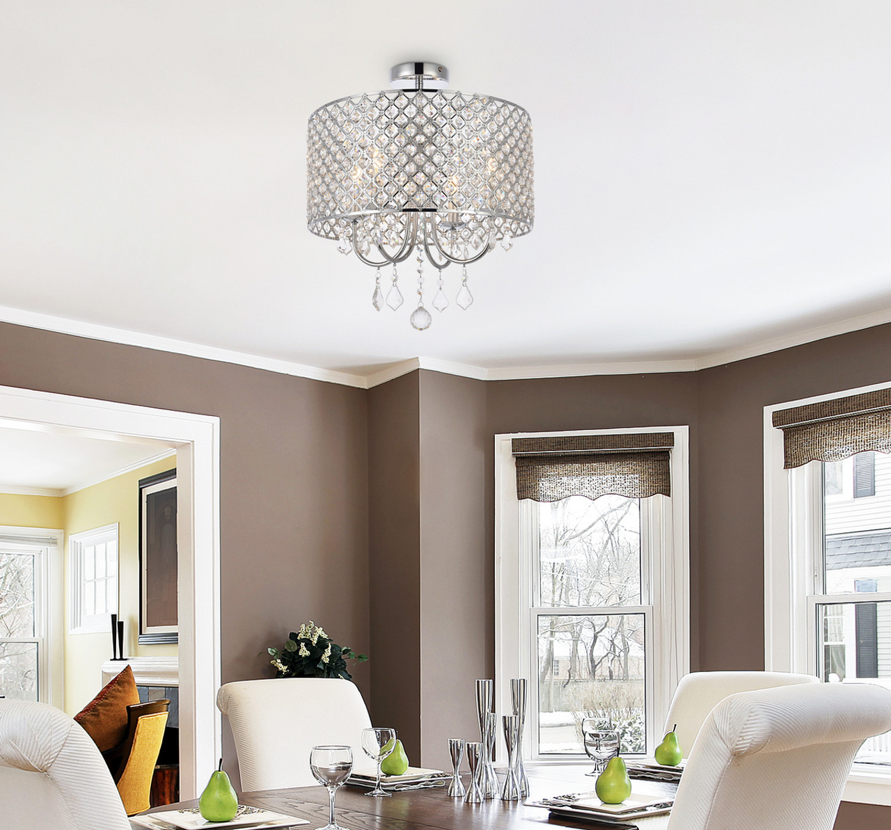 Living District LD710F17C Elise 17 inch flush mount in chrome Living District LD710F17C Elise 17 inch flush mount in chrome