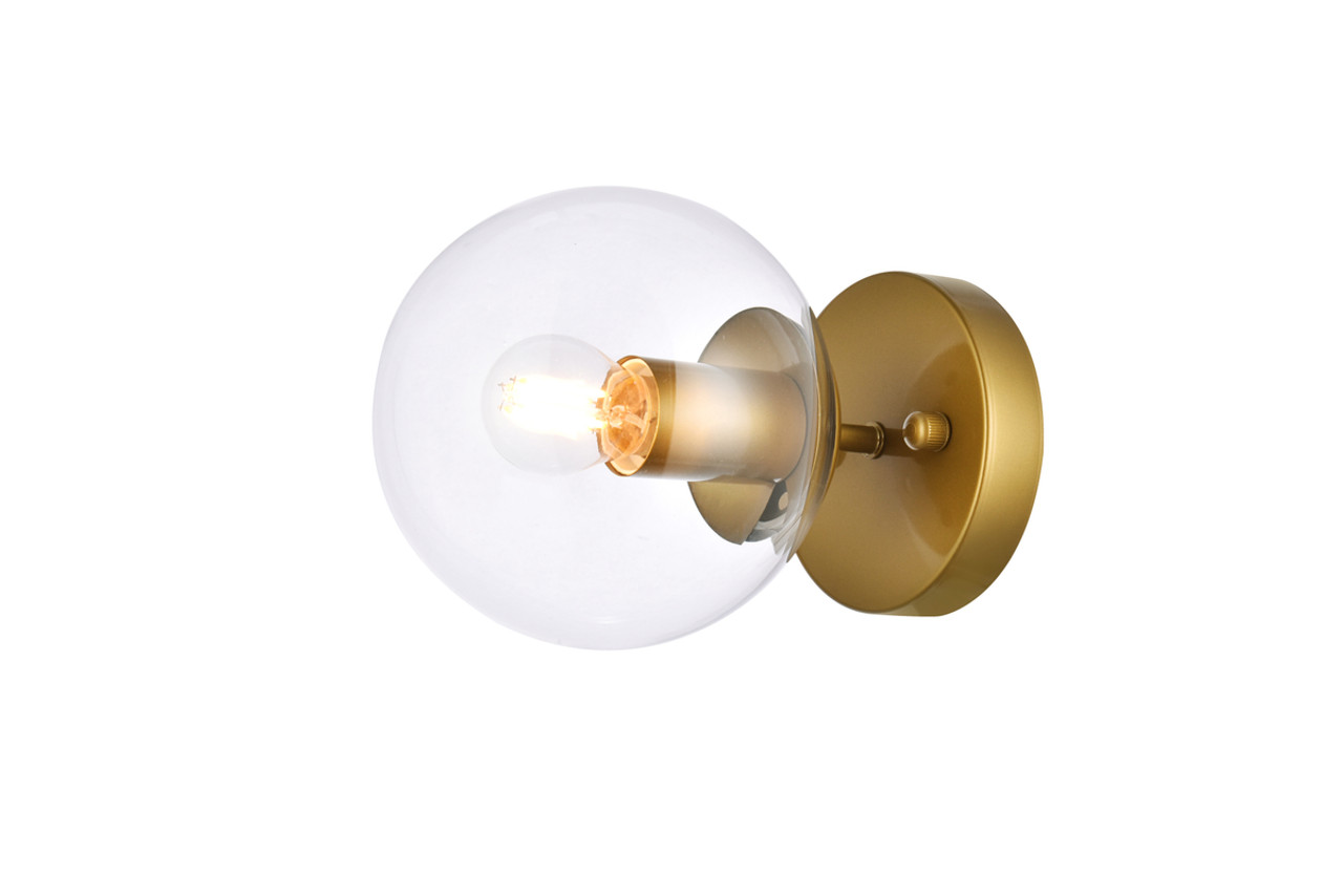 Living District LD2450BR Mimi six inch dual flush mount and bath sconce in brass with clear glass