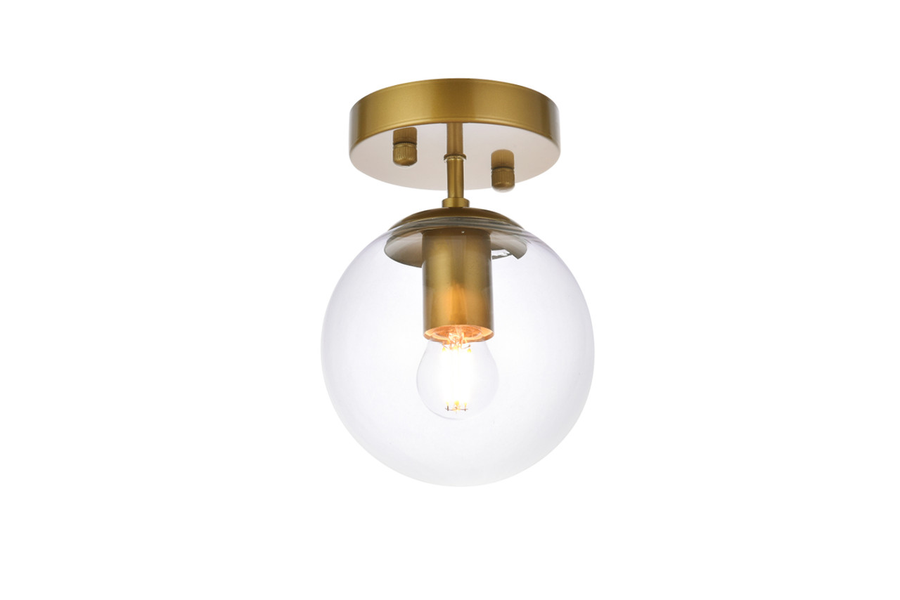 Living District LD2450BR Mimi six inch dual flush mount and bath sconce in brass with clear glass