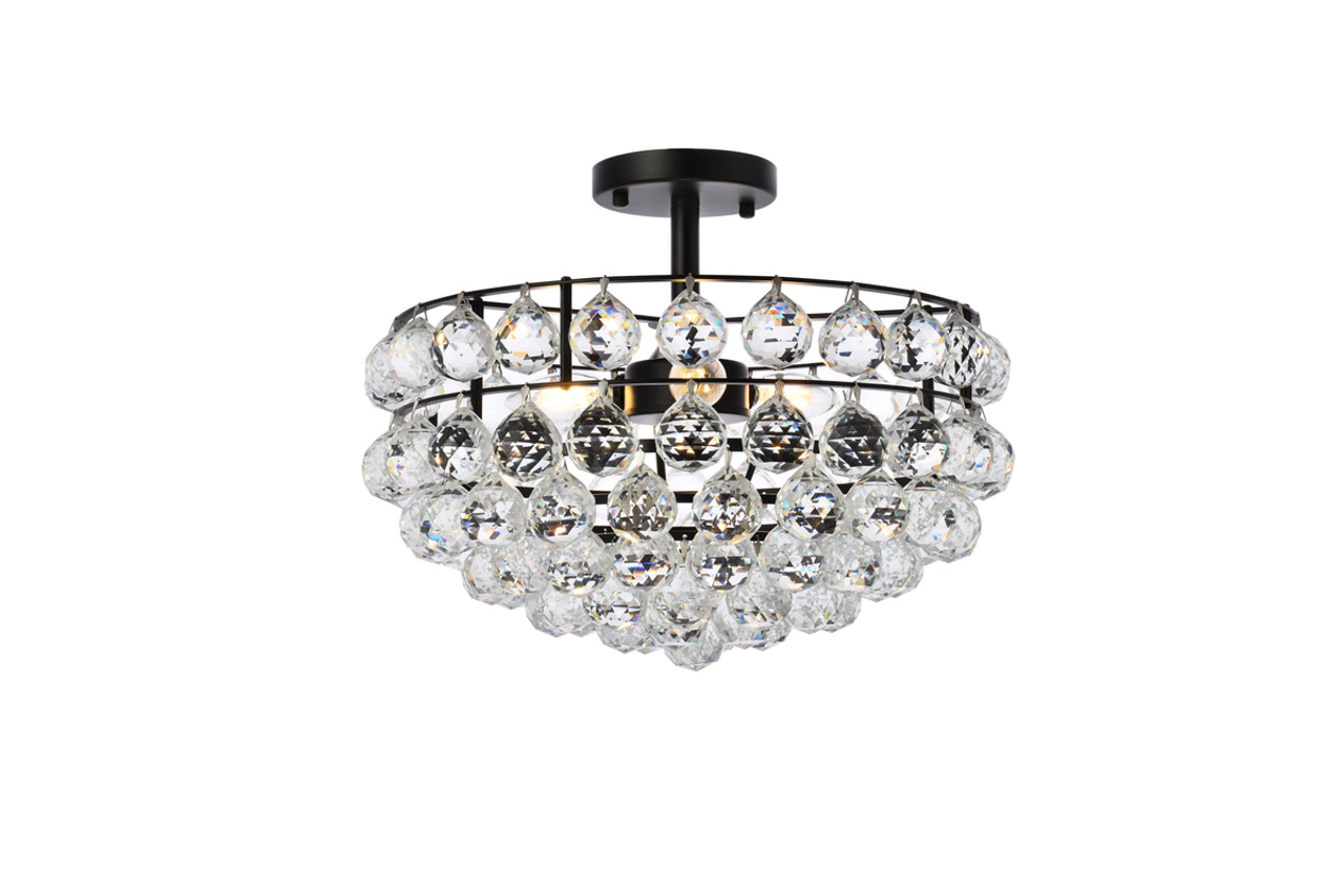 Elegant Lighting 1107F16BK Savannah 16 inch flush mount in black