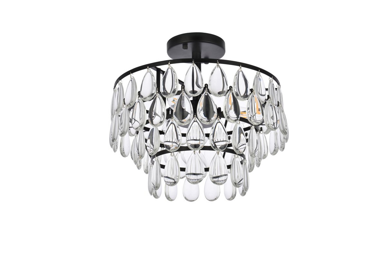 Elegant Lighting 1103F14BK Mila 14 inch flush mount in black