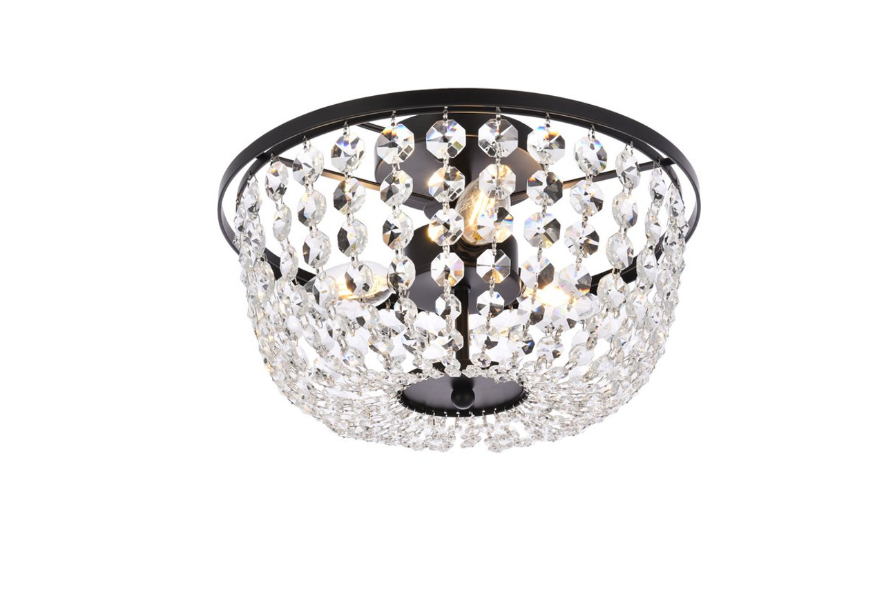 Elegant Lighting 1109F13BK Cora 13 inch flush mount in black