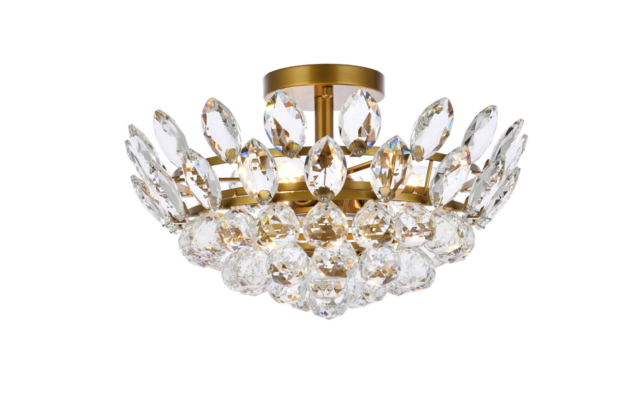 Elegant Lighting 1105F16BR Emilia 16 inch flush mount in brass