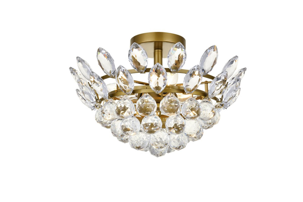 Elegant Lighting 1105F14BR Emilia 14 inch flush mount in brass