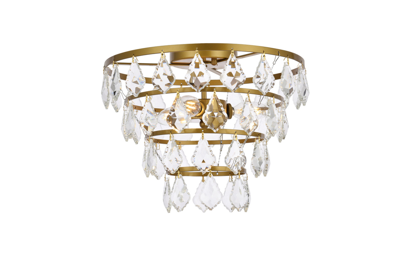 Elegant Lighting 1101F14BR Ella 14 inch flush mount in brass