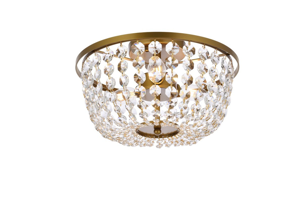 Elegant Lighting 1109F13BR Cora 13 inch flush mount in brass