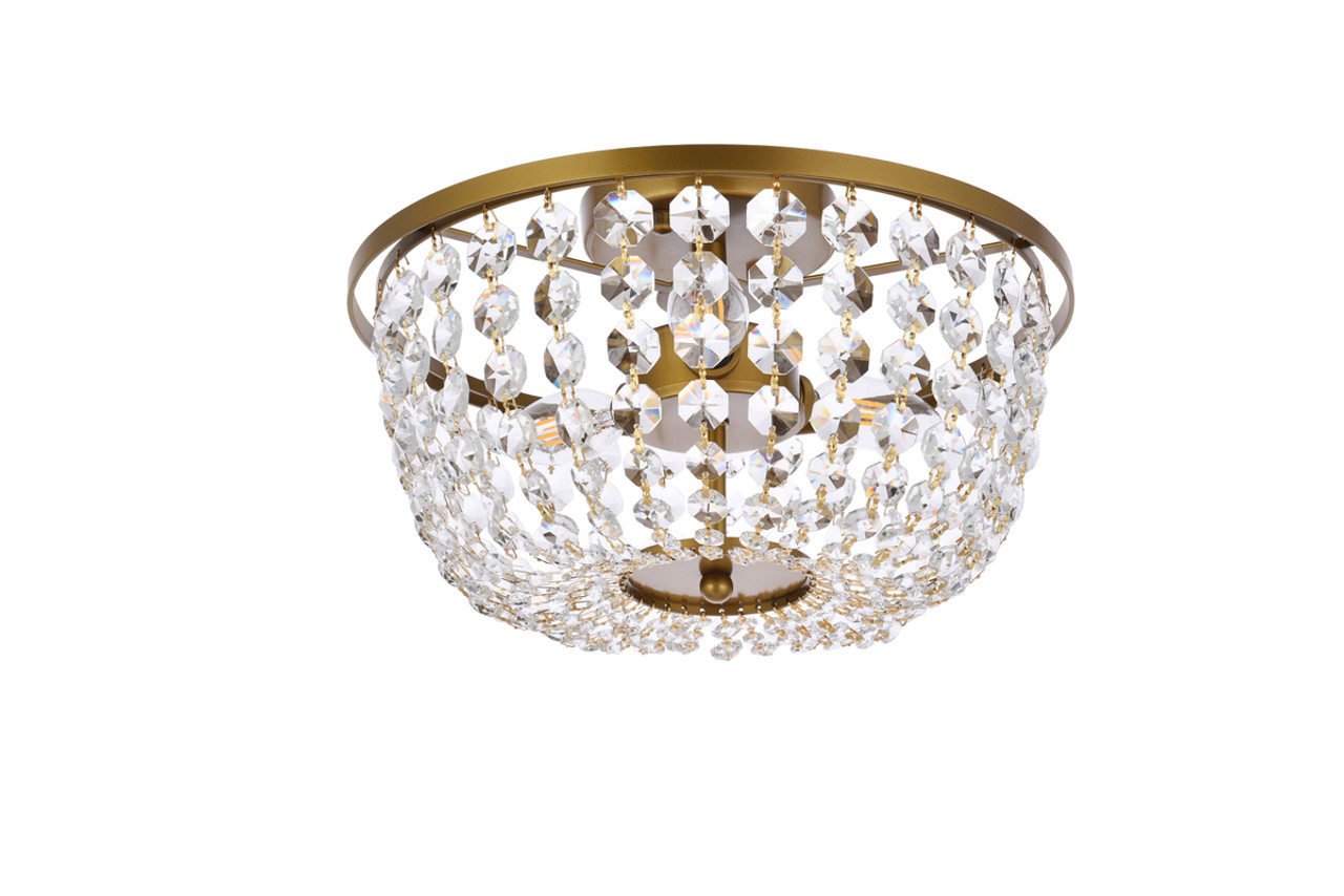 Elegant Lighting 1109F13BR Cora 13 inch flush mount in brass