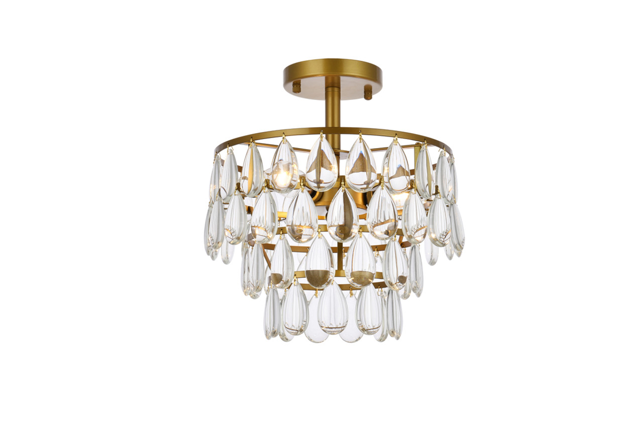 Elegant Lighting 1103F12BR Mila 12 inch flush mount in brass