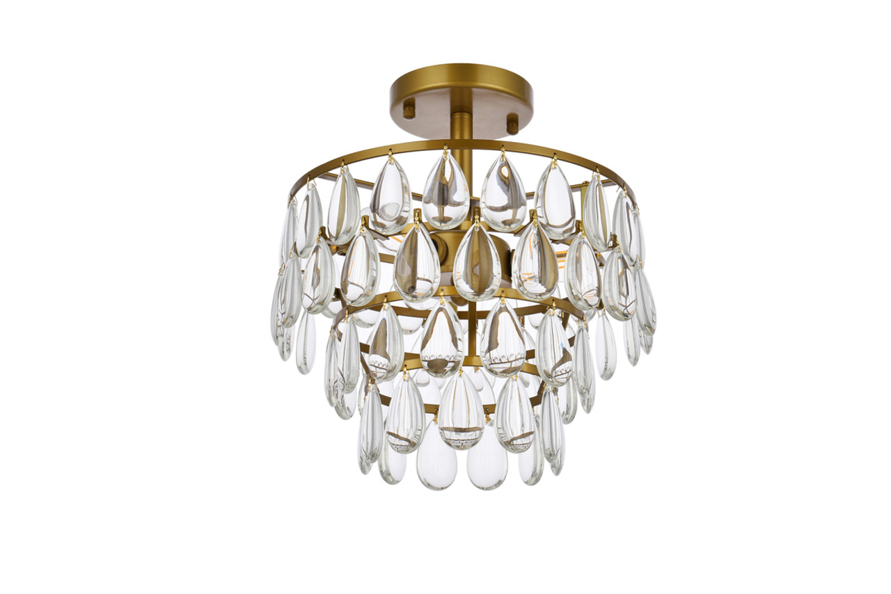 Elegant Lighting 1103F12BR Mila 12 inch flush mount in brass