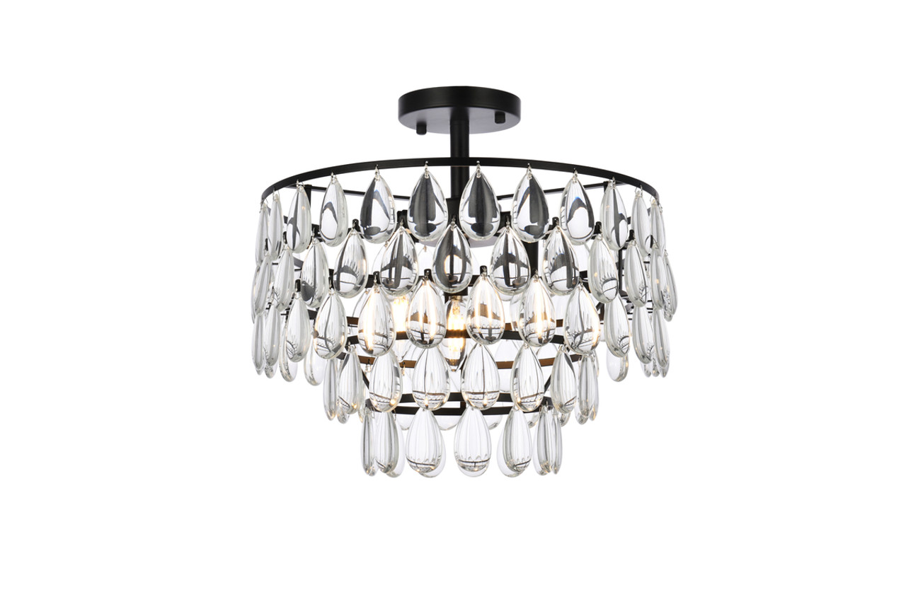 Elegant Lighting 1103F16BK Mila 16 inch flush mount in black