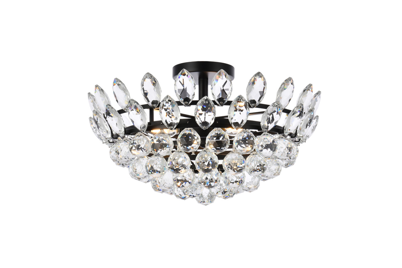 Elegant Lighting 1105F18BK Emilia 18 inch flush mount in black