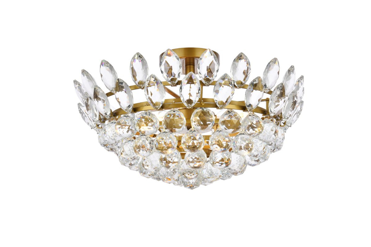 Elegant Lighting 1105F18BR Emilia 18 inch flush mount in brass