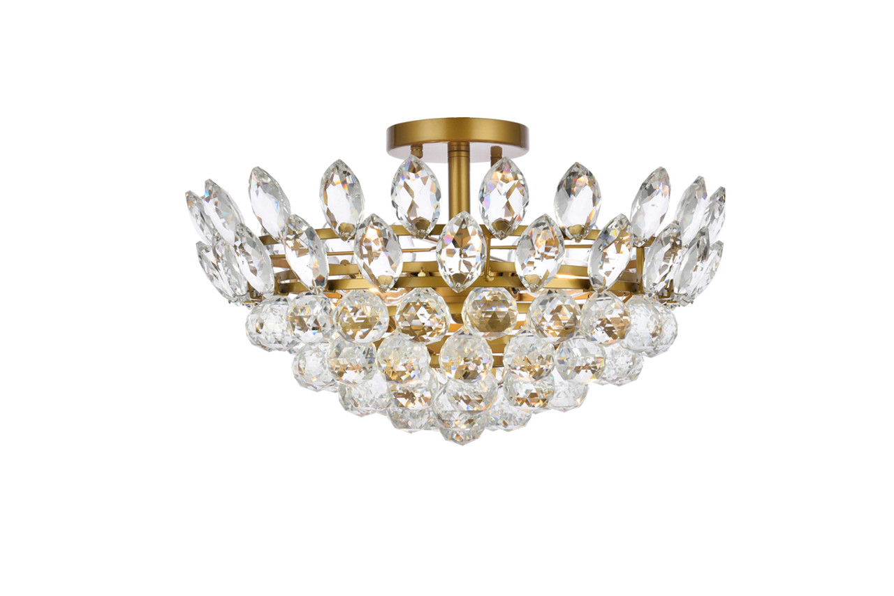 Elegant Lighting 1105F18BR Emilia 18 inch flush mount in brass