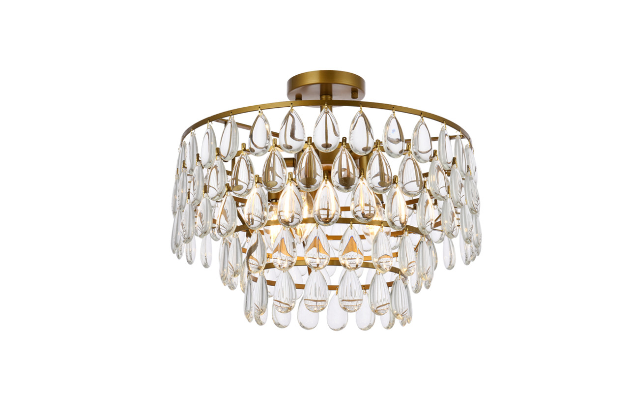 Elegant Lighting 1103F18BR Mila 18 inch flush mount in brass