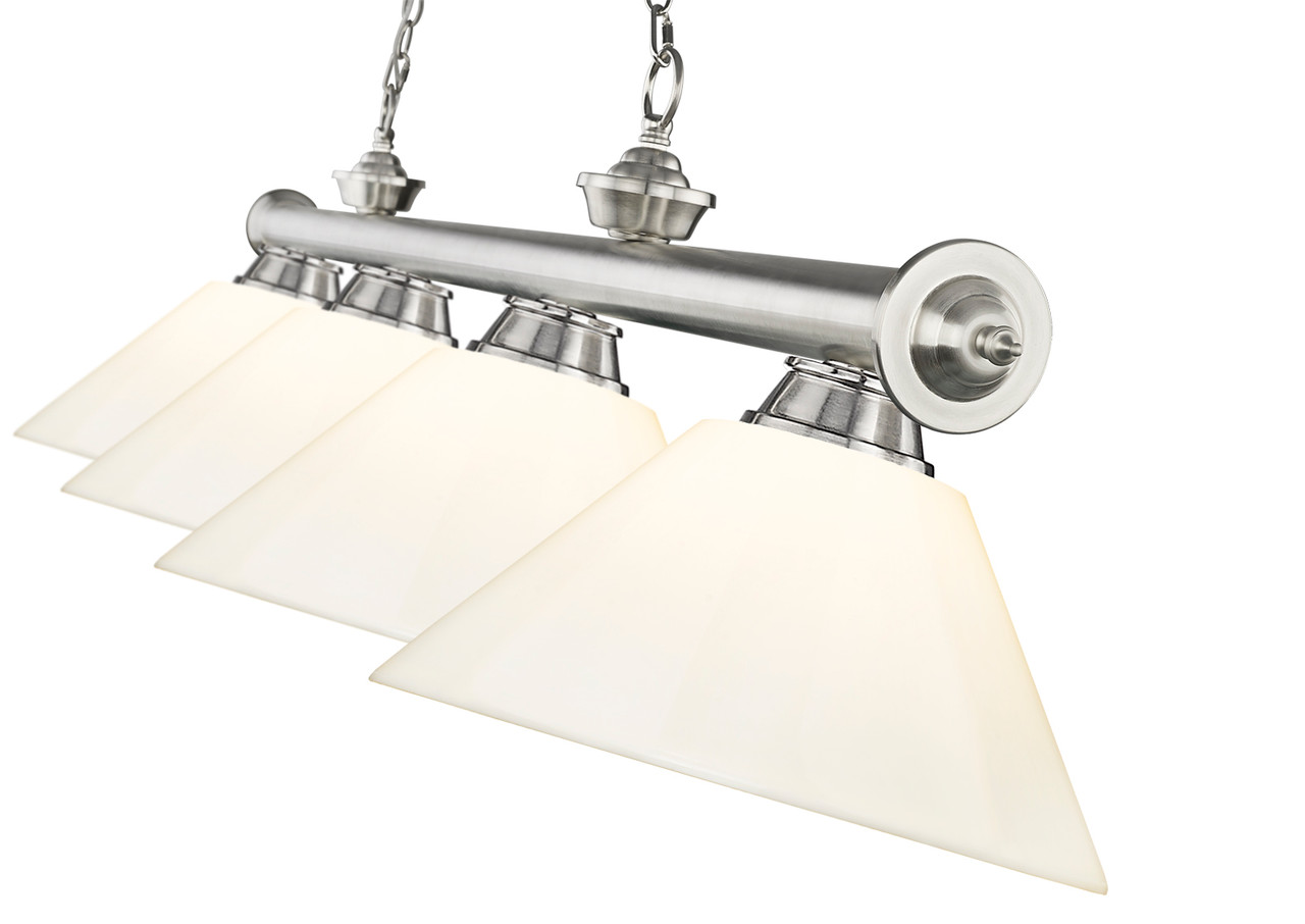 Z-LITE 2306-4BN-PWH 4 Light Billiard, Brushed Nickel