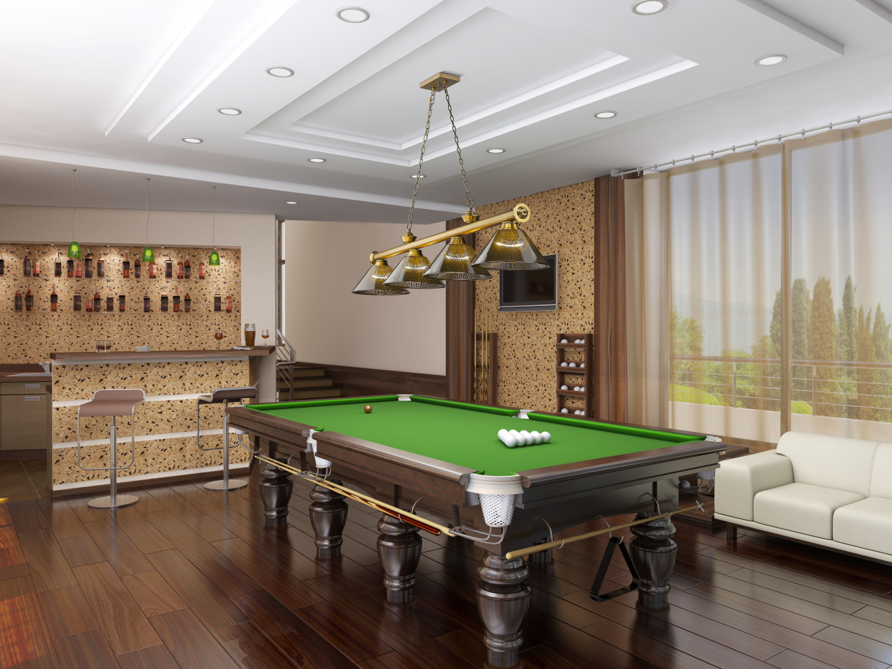 Z-LITE 2306-4RB-ARS 4 Light Billiard, Rubbed Brass