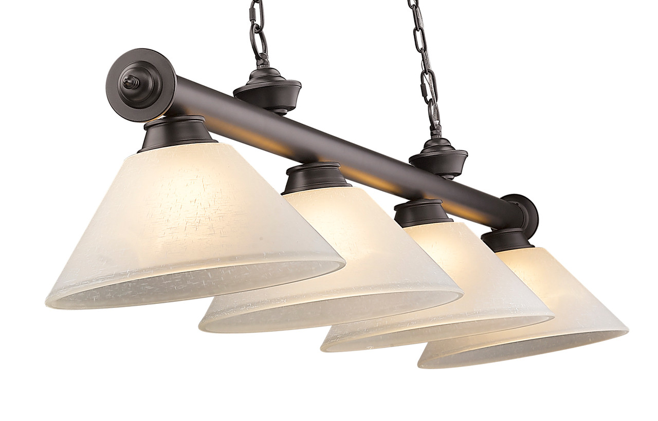 Z-LITE 2306-4BRZ-AWL14 4 Light Billiard, Bronze